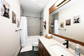 Douche, séchoir à cheveux, serviettes fournies, shampooing