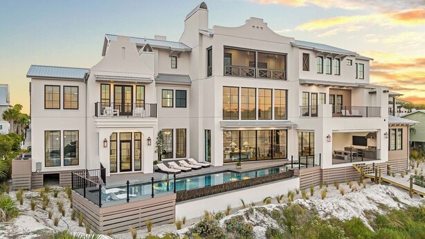 A multi-story house with a pool, balconies, and a beach view. - Newly Built | Pool | LSV | YOLO Boards (Santa Rosa Beach)