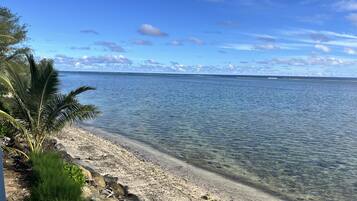 On the beach, white sand