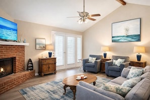Living area - Beach Retreat, Dog-Friendly, Fenced Yard, Fireplace, Near Ferry (Dauphin Island)