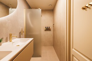 Shower, hair dryer, towels, shampoo - Luxury vacation home on the Veluwe | edge of the forest, fenced garden, absolute peace and quiet (Putten)