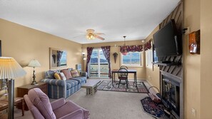 TV, fireplace, ping pong, books - Above the Clouds | Beech Mtn Condo | Views & Pool (Beech Mountain)