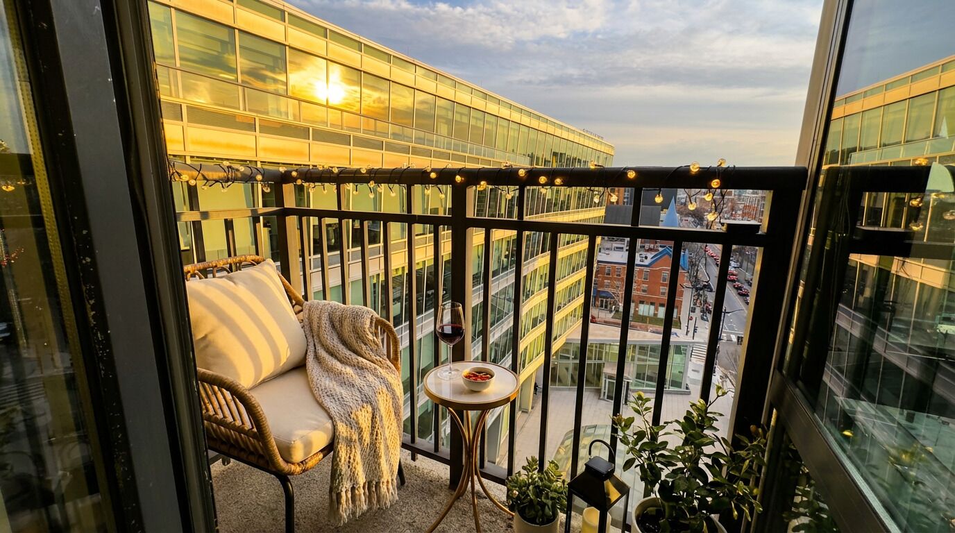 Penthouse Mewah, balkon, pemandangan kota | Pemandangan balkon