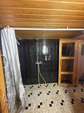 Hair dryer, bidet, towels, soap