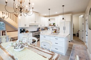 Fridge, microwave, oven, stovetop - Family Luxury Lake Michigan Cottage w/ Hot Tub (West Olive)