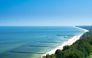 A coastal view with a long sandy beach, a clear blue sky, and a forested area. - 2 bedroom lovely home in Gaski (Gaski)