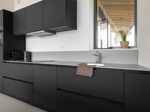 Fridge, microwave, stovetop, dishwasher - Holiday home with terrace and wide views (Wissenkerke)