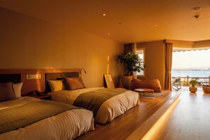 트윈룸, 싱글침대 2개, 전용 욕실, 바다 전망