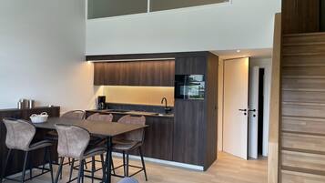 Comfort Apartment, 2 Bedrooms | Private kitchen | Fridge, microwave, dishwasher, coffee/tea maker