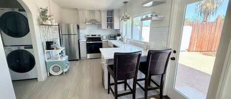 Fridge, microwave, oven, dishwasher