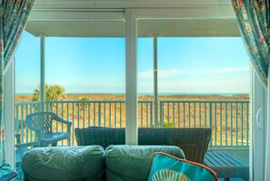 Living area - Sleeps 18 | 2 Beachfront Condos, Pool, Pickleball Courts | Island Retreat (Port Aransas)