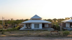 A single-story house with a flat roof and a small porch. - Brij Pola,jawai (Bali)