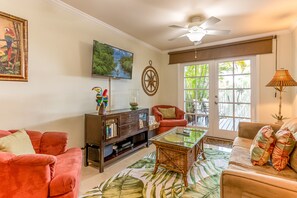 TV, DVD player - Beautiful Condo with Deck, Patio, & Pool - Walk to Duval Street & Beaches (Key West)