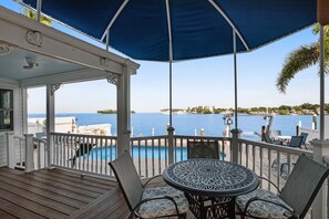 Outdoor dining - Dog-Friendly Home on the Water w/ Dock, Boat Access, Private Pool, & Free WiFi (Marathon)