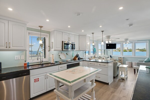 Fridge, microwave, oven, stovetop - Dog-Friendly Home on the Water w/ Dock, Boat Access, Private Pool, & Free WiFi (Marathon)