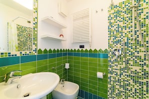 Habitación doble estándar | Baño | Regadera, secadora de cabello, toallas, jabón 