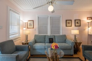 TV, DVD player - Dog-friendly Key West Cottage with Private Hot Tub & Unbeatable Location (Key West)