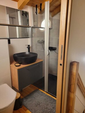 Shower, hair dryer, towels, toilet paper - Fully renovated chalet 10 minutes from Gérardmer, 3 bedrooms, 3 bathrooms. (Gerbépal)