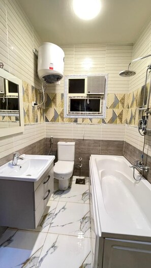 Family Apartment, Garden View | Bathroom | Free toiletries, towels, soap, shampoo - ALSAWAH 3BR Garden Apartment - New Cairo (New Cairo)