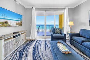 TV - ☀️Gulf FRONT | Pools + Hot Tub | Beach Service | Emerald Isle 508☀️ (Panama City Beach)