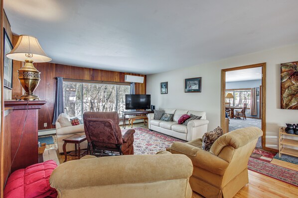 Front of property - Group Friendly! Riverfront Waupaca Retreat w/ Yard (Waupaca)