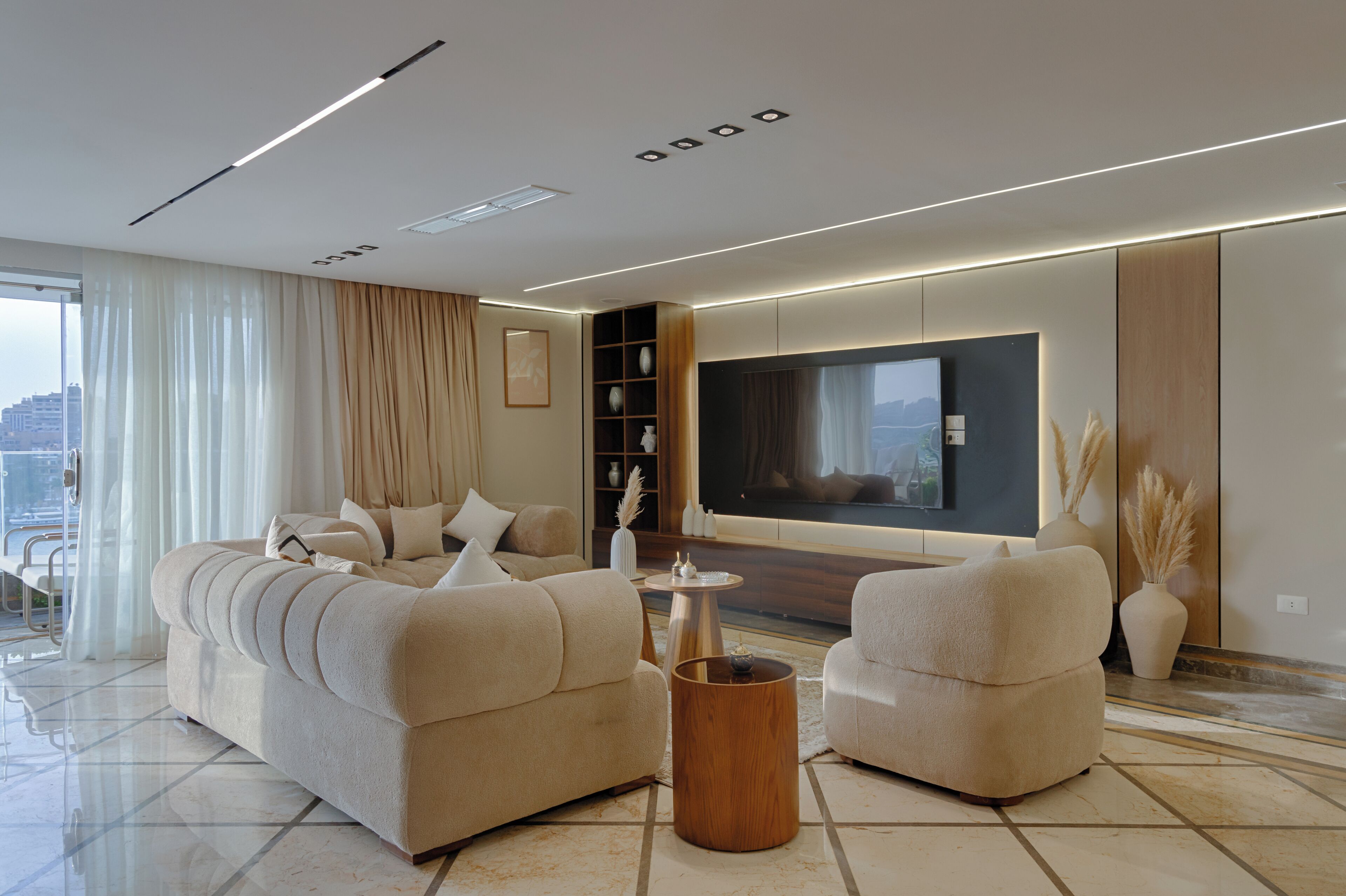 Apartamento ejecutivo, 4 habitaciones, Aire acondicionado, vistas al río | Zona de estar