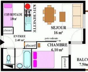 Floor plan - Calm apartment near free shuttles - 6 guests (Aussois)