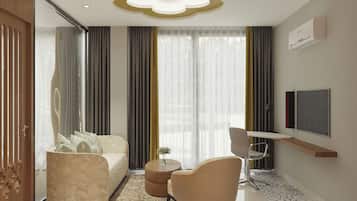 Deluxe suite, uitzicht op de stad | Woonruimte