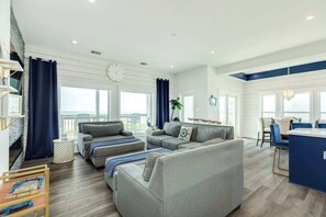 TV, fireplace, offices - House of Views - Endless Sand, Sea, Surf, & Wow! (Galveston)
