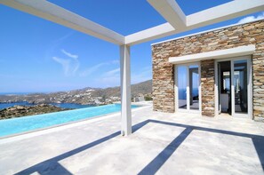 Pool - Stone Villa with Panoramic Sea Views over Mylopotas, Ios (P842+3W Chora)
