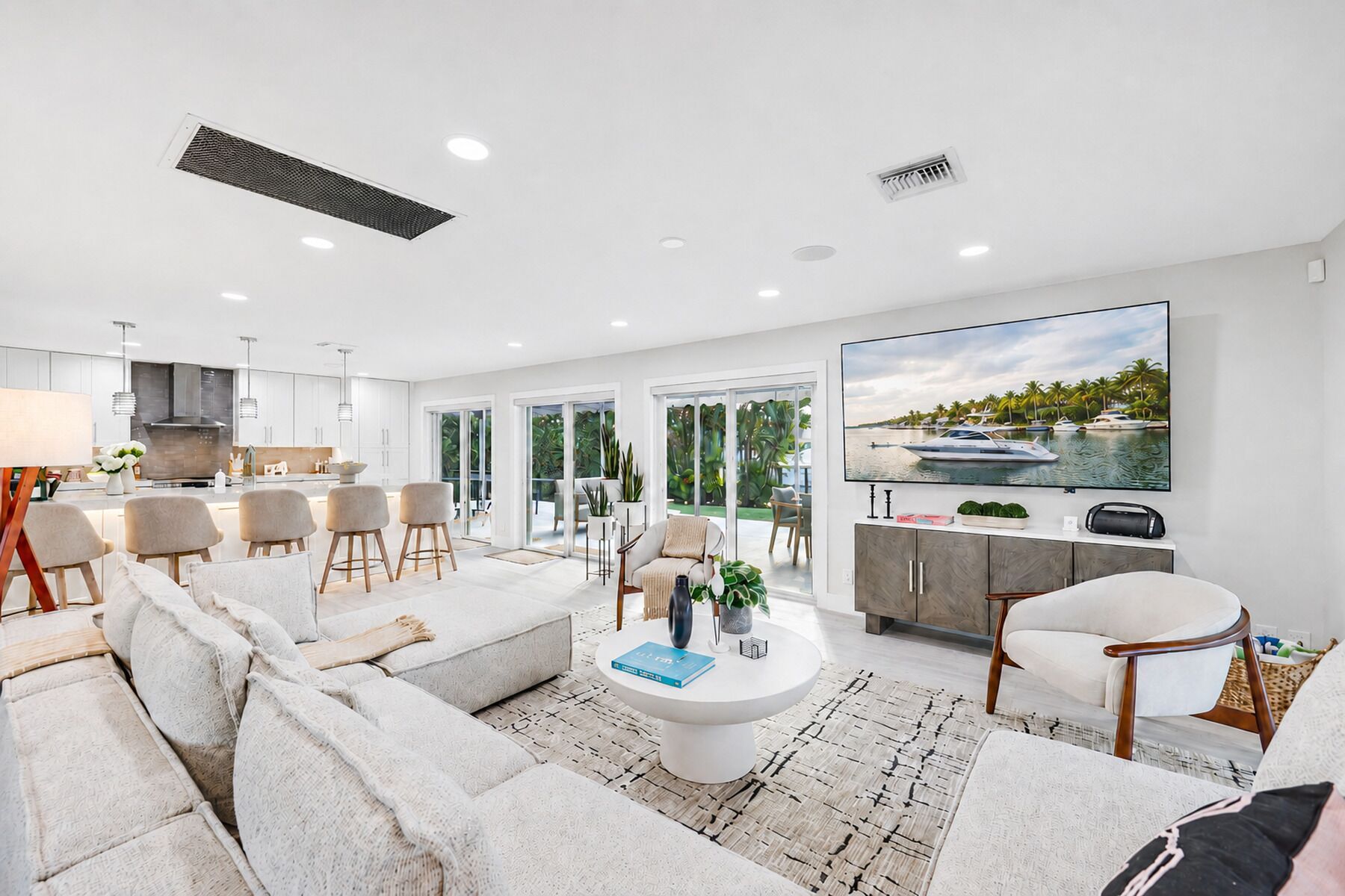 Smart TV, fireplace, foosball, table tennis