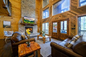 TV, fireplace, table football, ping pong - Treetops · Sleeps 16: Family Cabin w/ Hot Tub, Games & Decks (Broken Bow)