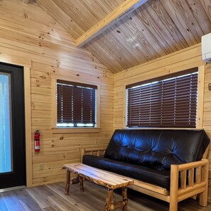 Living area - At nearly 35 ft in length, the cabin includes a private bedroom and living area (Virgin)