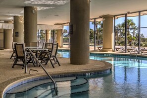 Indoor pool, a heated pool - Second floor oceanfront custom condo with spa like baths (Myrtle Beach)