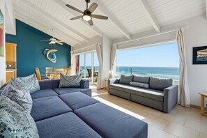 Smart TV, books - Oceanfront Condo | Balcony, Fire Pit | Shared Beach | Sleeps 6 (Oceanside)