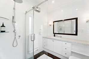 Eco-friendly toiletries, hair dryer, towels