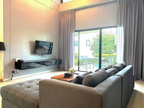 Villa, vistas a la piscina | Zona de estar