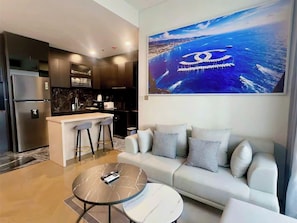 Deluxe-Apartment, Stadtblick | Wohnbereich