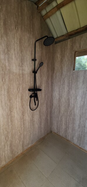 Regadera, bidet, toallas, jabón