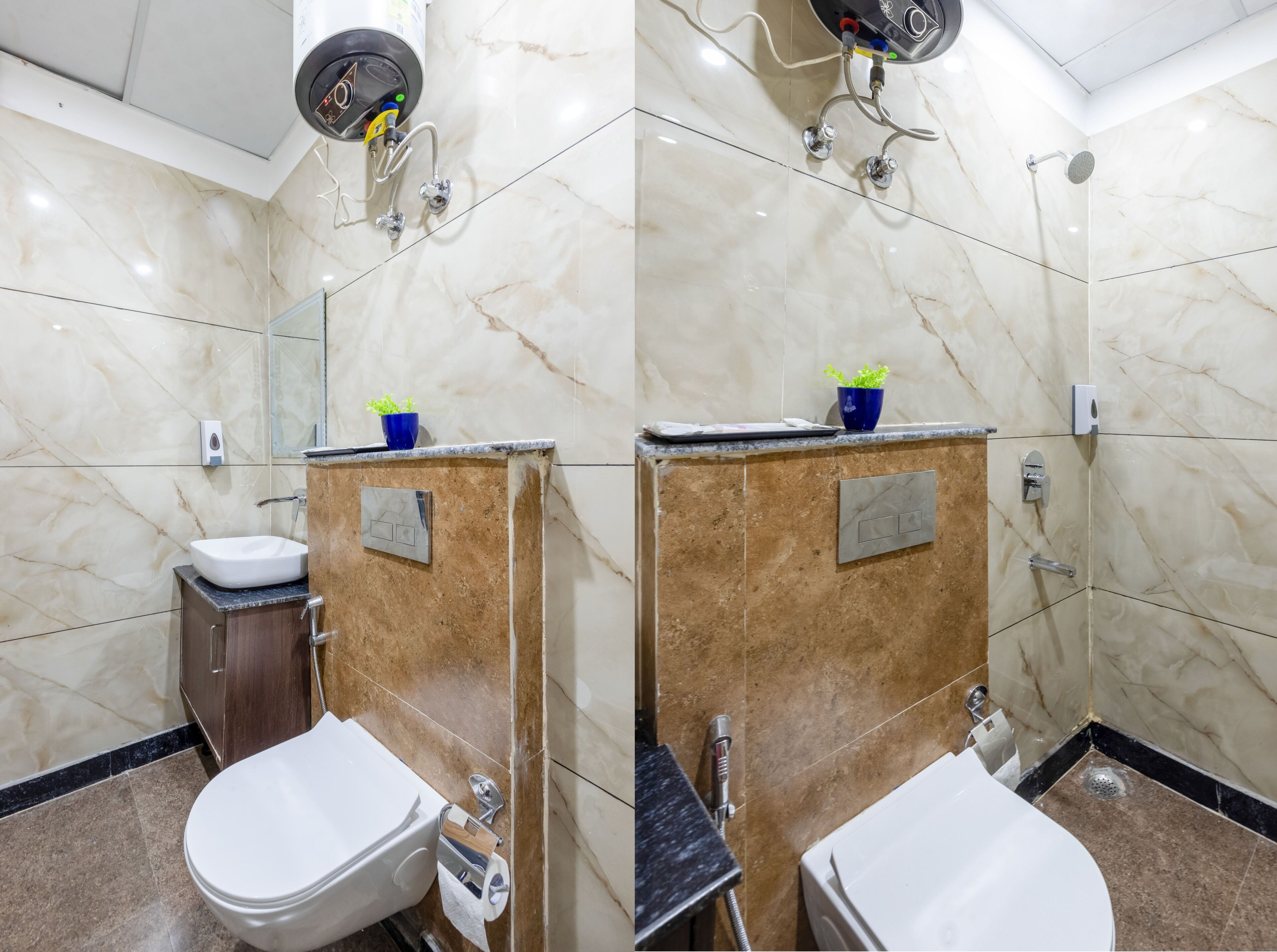 Ducha, artículos de tocador gratuitos, toallas, jabón