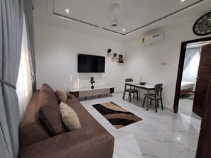 Living area - Maple Nest by Cosdarl Homes (QM5H+GPR, Medie, Ghana)