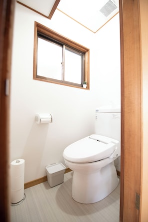 Hårtørrer, bidet, håndklæder, Sæbe