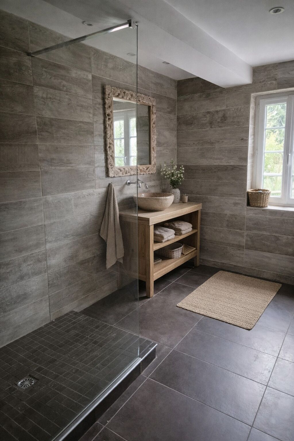Regadera, secadora de cabello, toallas, papel de baño 