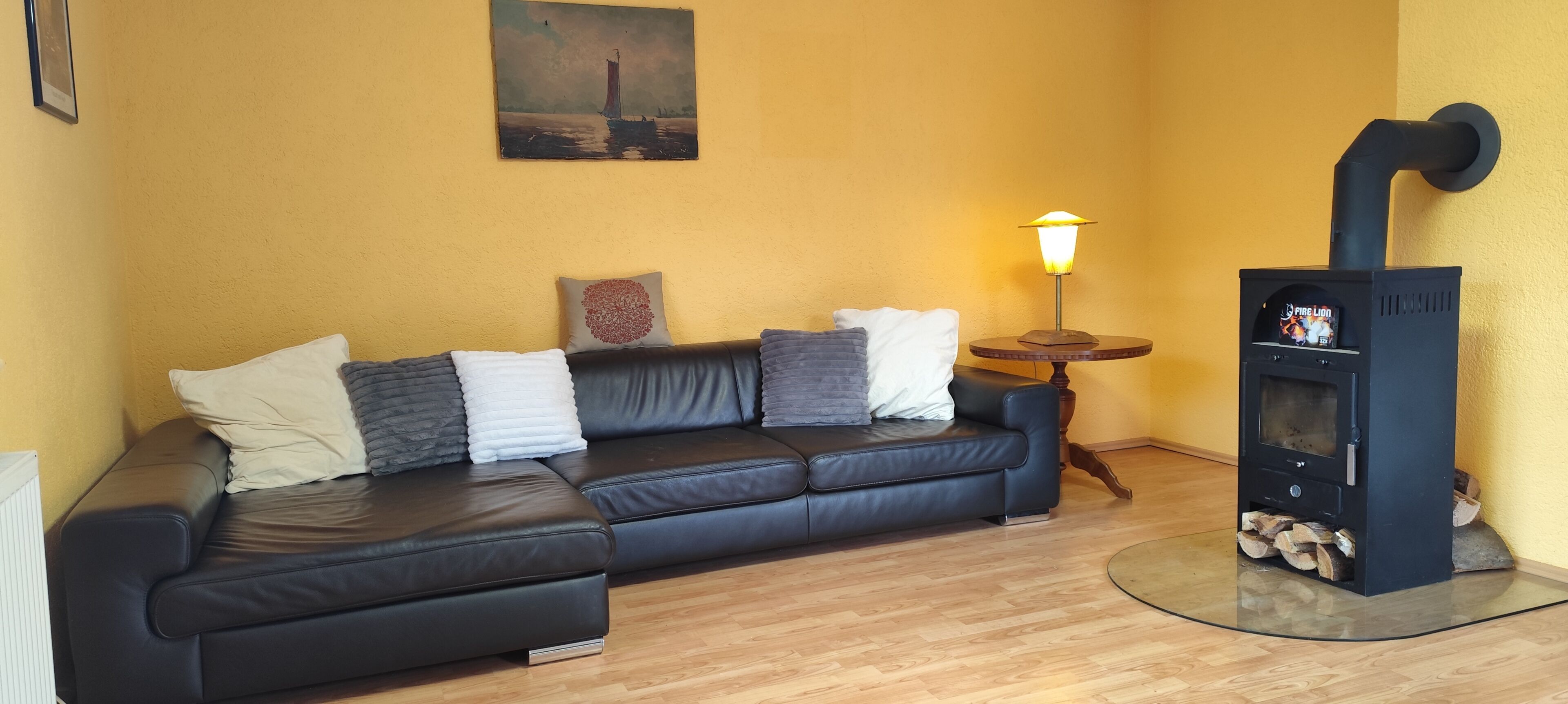 Fernseher, Kamin, Bücher