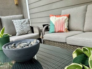 Property grounds - Backyard event space with basement apartment with kitchen, fitness room. (Fairburn)