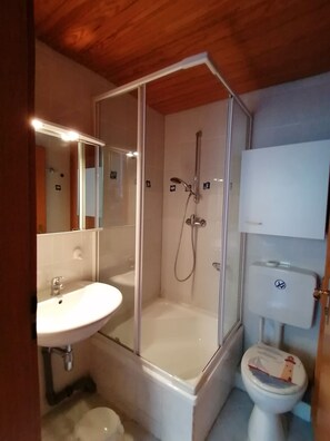 Shower, hair dryer, towels, soap - Cozy vacation apartment in quiet surroundings with terrace (Freital)