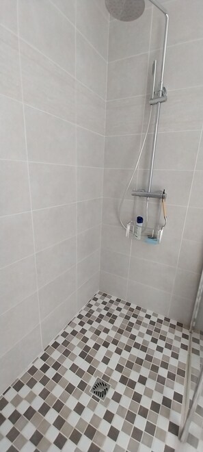 Douche, sèche-cheveux, savon, papier toilette