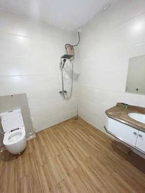 Deluxe-studio, kaupunkinäköala | Kylpyhuone | Suihku, ilmaiset hygieniatuotteet, hiustenkuivaaja, pyyhkeet