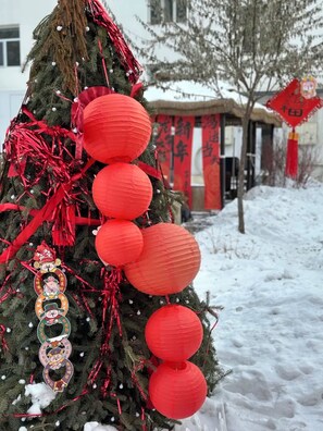 Eenvoudige tweepersoonskamer, uitzicht op stad | Terrein van de accommodatie