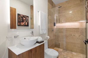 Shower, hair dryer, towels, toilet paper - 3 BR Tulum Penthouse Private Pool & Stunning Views, Fast Internet, Work Area (tulum)
